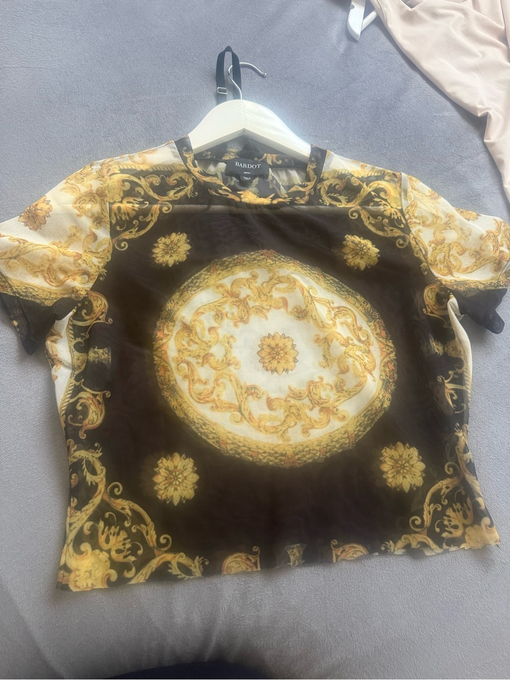 Bardot Black and Gold Baroque-Style Short Sleeve Tee